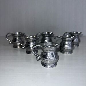 Vintage Wilton Armetale Pewter Small Creamer Pitcher Set Of 6 Stamped RWP 2”